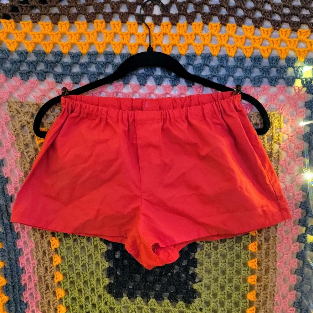 Red Elastic Waist Shorts